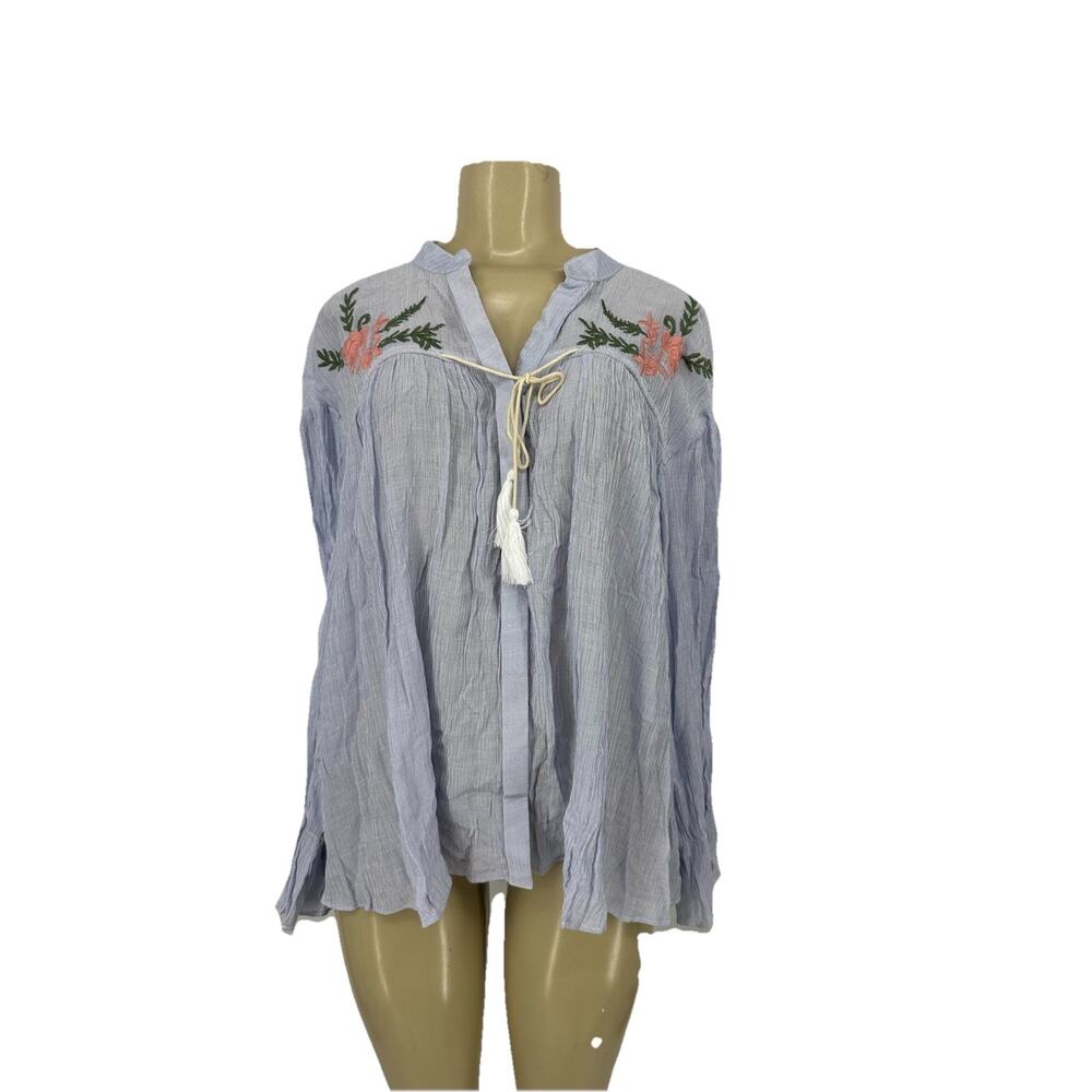 NEW En Creme Large Women Embroidered Long Sleeve Blouse Top Q10